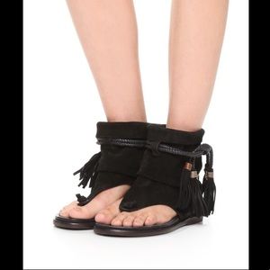 Free People black leather sandal